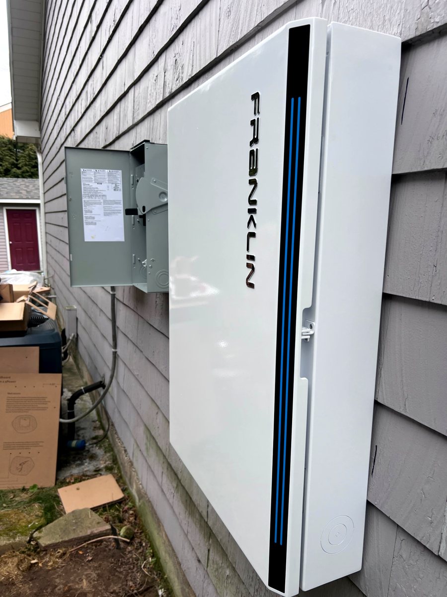 Finished outdoor battery installation on a Rhode Island home