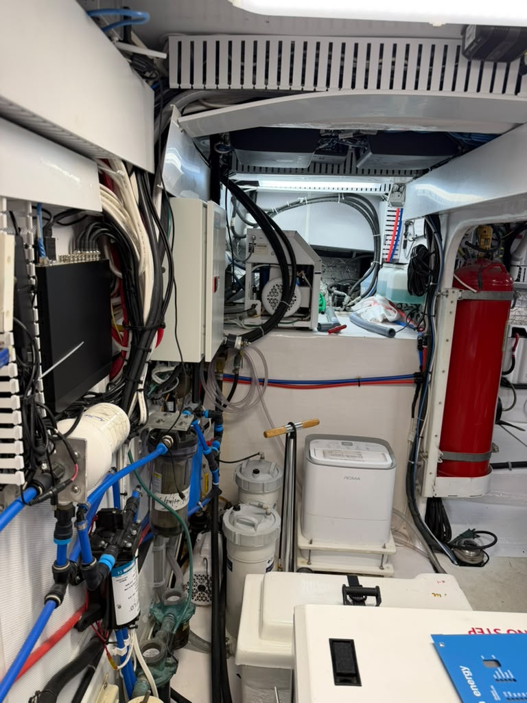 Organized wiring in a yacht machinery space